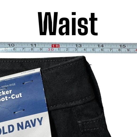 NWT Old Navy Extra High Rise Kicker Boot Cut buttonfly black jeans women’s sz 2 - Picture 10 of 14